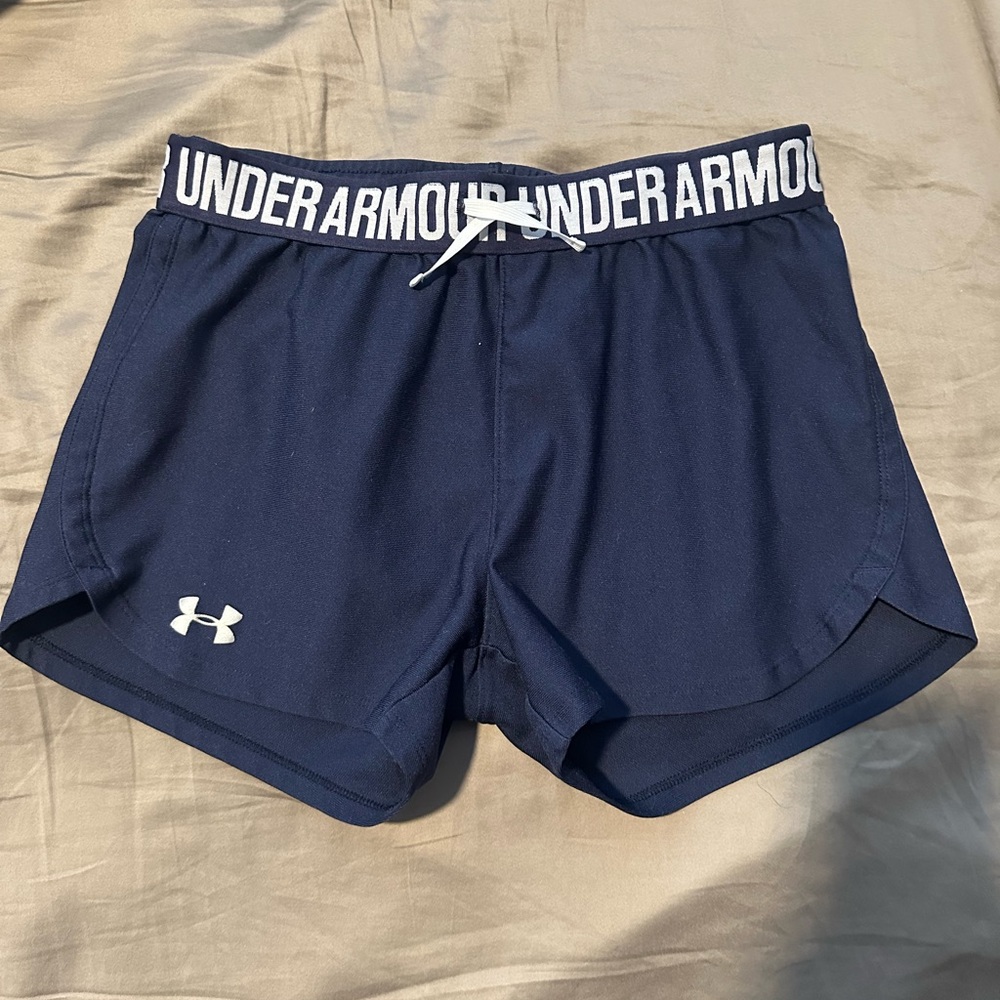 Under Armour Women's Navy Performance Athletic Shorts with Branded Waistband